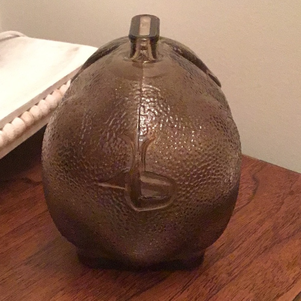 VINTAGE gray/brown colored textured glass piggy bank - Picture 6 of 13